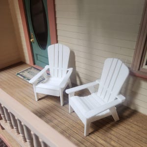 Dollhouse Adirondack Lounge Chairs, Dollhouse Lawn Furniture, 1:12 Scale Miniature Porch Decor, Dollhouse Accessory, Decor for Fairy Garden