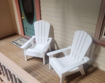 Dollhouse Adirondack Lounge Chairs, Dollhouse Lawn Furniture, 1:12 Scale Miniature Porch Decor, Dollhouse Accessory, Decor for Fairy Garden