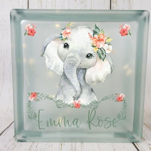 Baby Elephant Nursery Decor Night Light, Pink Elephant Nightlight, Personalized Baby Shower Gift for Girl, Baby Gift for Grandaughter, Niece afbeelding 2