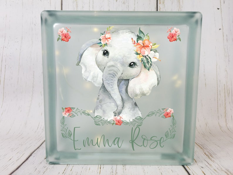 Baby Elephant Nursery Decor Night Light, Pink Elephant Nightlight, Personalized Baby Shower Gift for Girl, Baby Gift for Grandaughter, Niece image 2