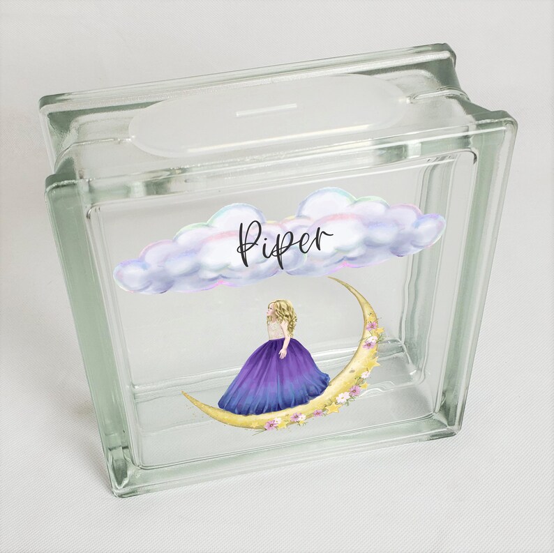 Personalized Girls Savings Bank, Piggy Bank, Coin Jar, Boho Tweens, Teens Bedroom Decor, Most Popular Gift for Tweens, Teens, Moon Princess Bild 3