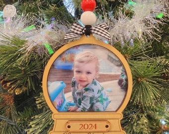 Boule à neige de Noël avec porte-photos, cadeau pour grand-mère ou maman, décoration de photo de famille, décoration de Noël avec photo