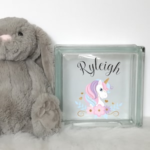 Unicorn Girls Room Decor, Savings Piggy Bank, Personalized Birthday Gift for Niece, Granddaughter, Daughter, Floral Unicorn Nursery Decor
