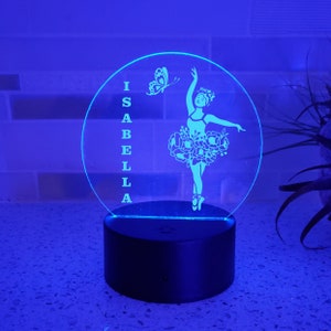 Personalized Ballerina Night Light for Girl, Granddaughter, Niece, Name Nightlight, Birthday, Easter, Ballerina Ballet Bedroom Decor