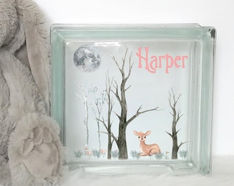 Baby Deer Woodlands Chambre à coucher ou décor de pépinière, Tirelire, Pot d’épargne enfant, Cadeau personnalisé de douche de bébé, petite-fille, fille, nouveau bébé