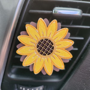 Car Vent Clip Diffuser Air Freshener with Felt Pads for Essential Oil, Sunflower Car Decor, Gift for New Driver, Car Accessory, New Car Gift
