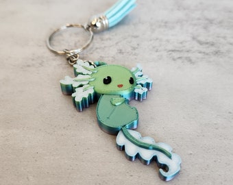 Axolotl Keychain, Charm, Axolotl Birthday Party Favors, Gift for Axolotl Lover, Pet Owner, Axolotl Accessory, Cute Backpack Key Ring Charm