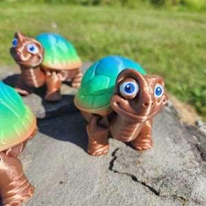 3D Printed Tortoise Fidget Sensory Desk Toy, Gift for Reptile Lover, Gift for Coworker, Jointed Turtle with Removable Shell Trinket Coin Box