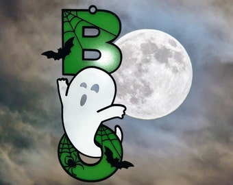 Décoration d'Halloween, accroche-porte Ghost Boo pour Halloween, plaque de bienvenue, jolie plaque fantôme, cadeau pour Halloween, décoration de couronne d'Halloween