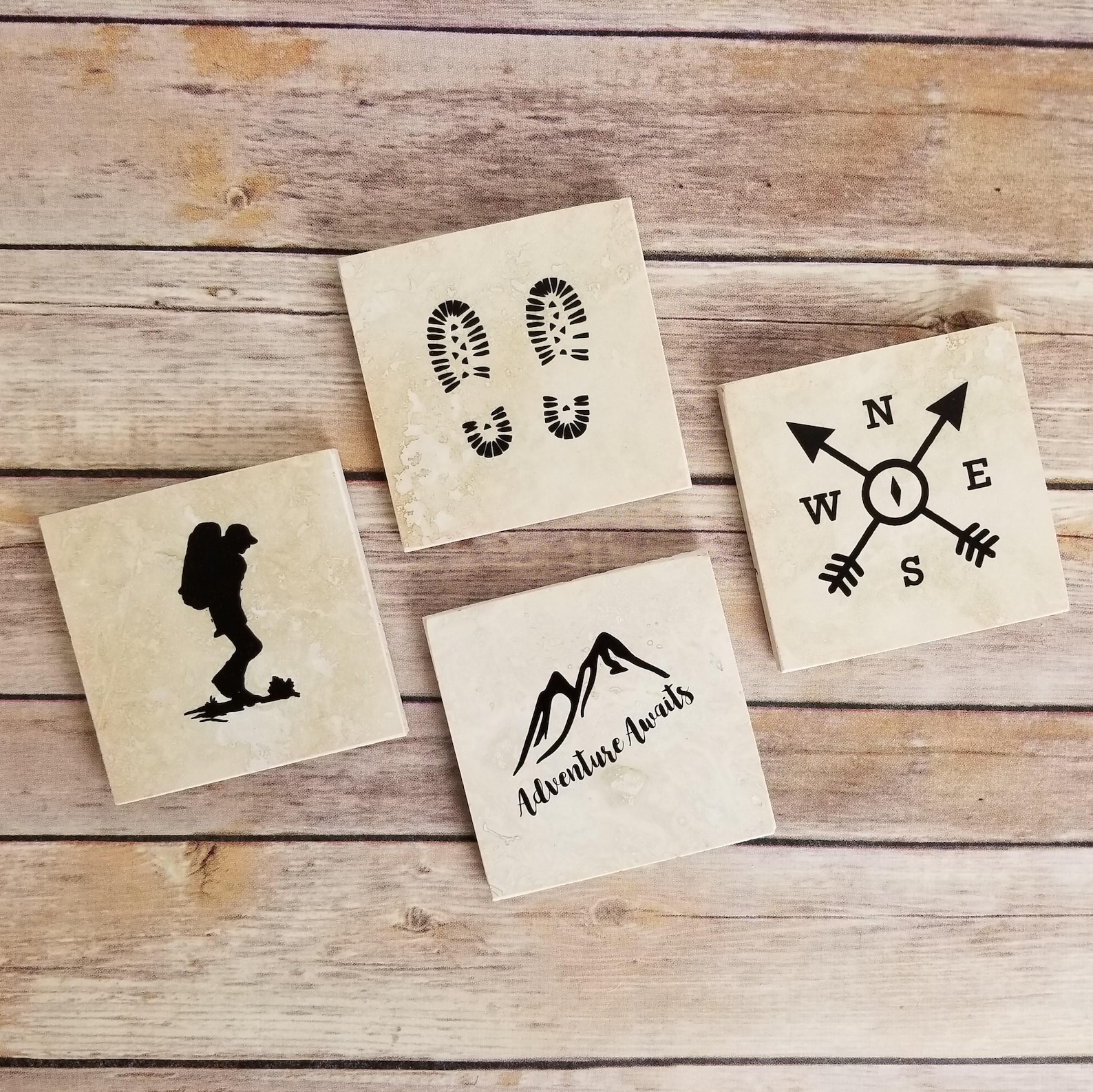 rustic natural stone hiking coasters at etsy