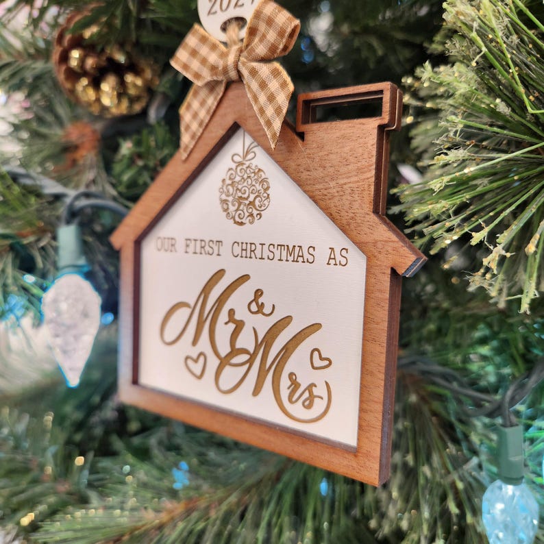 Our First Christmas as Mr. & Mrs. Handmade Wooden House Christmas