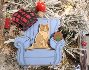Cadeau de Noël personnalisé pour propriétaire de chat ou amoureux des chats, souvenir unique d'ornement en bois fait main, cadeau pour grand-mère, maman, soeur ou ami