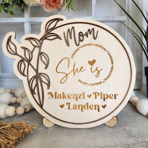 Unique Personalized Mother&#39;s Day Gift, Positive Affirmations Gift for Mom, Grandmother, Wife, Aunt, Sister, Handmade Sign, Stand Included