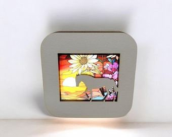 Cadeau unique veilleuse LED pour passionné de chevaux, cadeau équestre, veilleuse à capteur avec visage interchangeable, décoration d'intérieur faite main