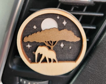Elephant Lover Gift, Elephant Car Accessory, Vent Clip Air Freshener Diffuser, Wooden 3D Handmade Elephant Car Decor, Gift for New Driver