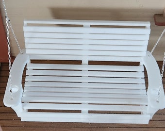 Columpio De Porche En Miniatura Para Casa De Muñecas – Escala 1:12 De Madera De Abedul, Esmaltado En Blanco, Ideal Para Decorar Jardines De Muñecas
