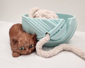 Bol en laine pour chat, cadeau unique pour tricoteuse, crocheteuse ou amateur de chats, bol pour artisan, cadeau au crochet, cadeau tricot, garde-fil chat mignon, support