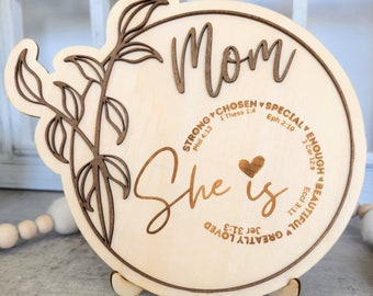 Unique Religious Gift for Mom, Grandmother, Christian Mother's Day Gift, Handmade Sign with Stand, Biblical Positive Affirmations for Mom