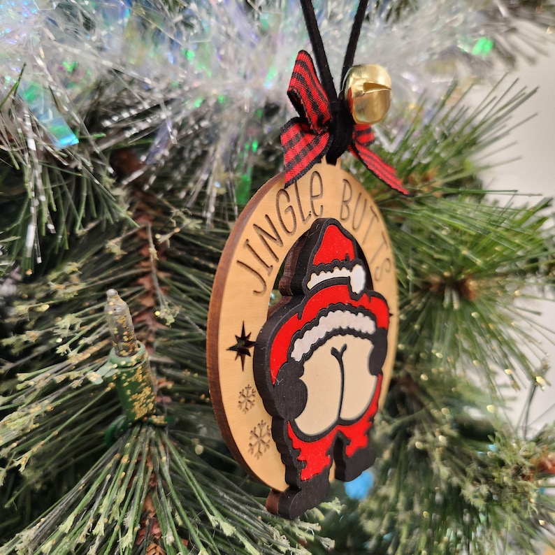 Funny Christmas Ornament, Santa Butt Mooning, Gift for Best Friend, Co