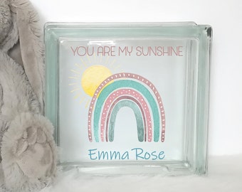 You Are My Sunshine Boho Rainbow Piggy Bank, Girls Bedroom Decor, Personalized Savings Bank Jar, Baby Shower Rainbow Decor, New Baby Gift