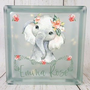 Baby Elephant Nursery Decor Night Light, Pink Elephant Nightlight, Personalized Baby Shower Gift for Girl, Baby Gift for Grandaughter, Niece Bild 3