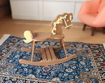 Dollhouse Rocking Horse, Dollhouse Furniture, 1:12 Scale Miniature Nursery Decor, Dollhouse Accessory, Decor for Baby Room, Dollhouse Toy