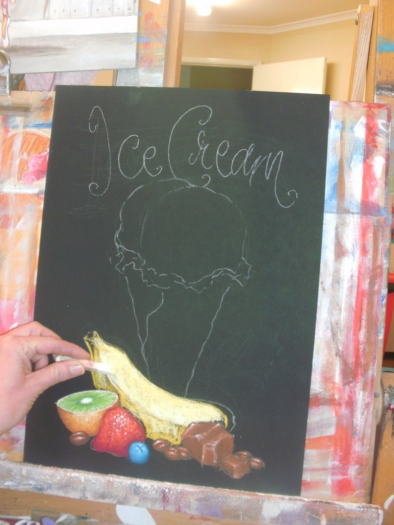 Art Lesson Ice Cream Chalk Drawing Chalk Lesson Art Etsy