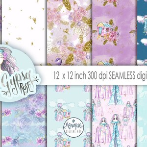 Papiers numériques gitans, motifs sans couture, papier boho, fond boho, papier de designer aquarelle, planificateur, tissu, autocollants, invitations, tableau de bord