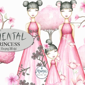 Japanese Fashion Clipart,Fashion Clip art Illustration,Watercolor,Cherry Blossom,Tree,Hand Drawn,Glam Fashion,Planner Stickers,Planner Girl