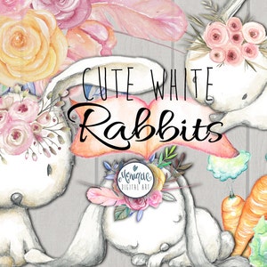 Hase Clipart, Hase Aquarell, Waldtiere, handgemalt, floral, Planersticker, Grafikressourcen, Cliparts, Planerseiten