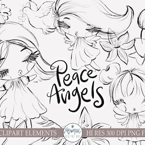 Digi stamps Angels, Angels Clipart, Angel doodles, Christmas doodles, Angel stamps, digital stamps, Cute angels, hand drawn