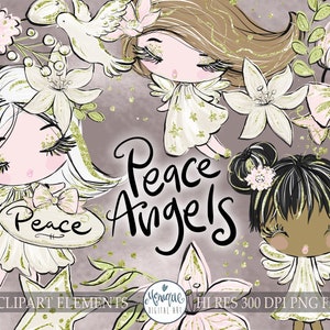 Angel Clipart, Christmas Angel Clipart, Angel planner stickers, Glitter Angels, Angel Graphics, Christmas card, scapbook Angels, Cute Angels