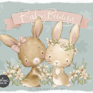 Hase Clipart, Baby Hase, Hase, Osterhase Clipart, Kinderzimmer Hase, Unisex Hase Kunst, png Hase, Hand gezeichnet Ostern