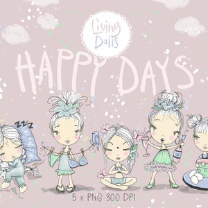 Blonde hair Girl Clipart,Happy Days,Cute Girls clipart,Chibi girls,Shopping girl,workout girl,Planner Girls,Planner Stickers,doll clipart