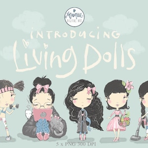 Black Hair Girl Clipart,Cute Girls,Chibi girls,Shopping girl,workout girl,Planner Girls,Graphics,Planner Stickers,doll clipart,Monique