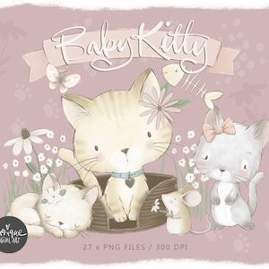 Katze Clipart, Kätzchen Clipart, Kätzchen, niedliche Katze, Schlafende Katze, Baby Kätzchen Kunst, png Kätzchen, handgezeichnete Katze, Vintage Kätzchen