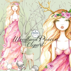Boho Girl clipart, Aquarelle de mariage, mariage, peint à la main, floral, fille, arbre, renard, autocollants de planificateur, planner girl, planificateur de tableau de bord