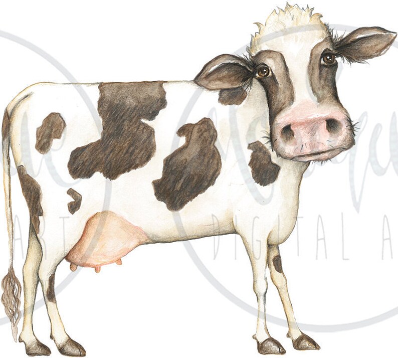 Clipart, Cow Clipart, Cute Cow, Cute Farm Animals, Cows Watercolor ...