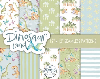 Dinosaur Digital Paper, seamless digital paper, dinosaur fabric pattern, scrapbooking paper, t-rex, boys nursery, dinosaur scrapbooking