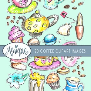 Coffee Cake Clipart, watercolor, planner stickers, planner girl