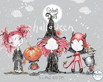 Halloween Girl Clipart,Planner Clipart,Cute Girls clipart,Chibi girls,Shopping girl,workout girl,Planner Girls,Planner Stickers,doll clipart