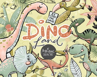 Dinosaur Clipart, dino clipart, boy birthday clipart, t rex, cute dinos,  monique clipart, planner stickers, boy nursery, art print dinosaur