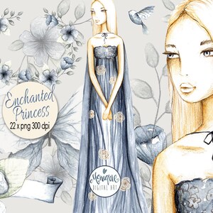 Enchanted Princess Planner Girl Clip Art, Illustration de mode, Graphiques dessinés à la main, Autocollants de planificateur, Couronne d’aquarelle, Planificateur Graphiques