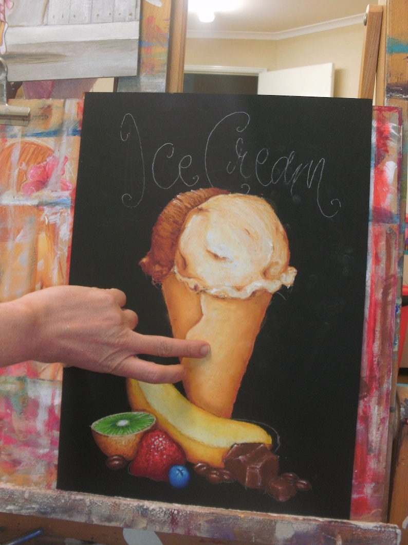 Art Lesson Ice Cream Chalk Drawing Chalk Lesson Art Etsy