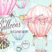Hot Air Balloons Watercolor,Planner Clipart,Cute Balloons,Balloons Invitation,Party,Birthday,Printable, Planner Stickers,planner girl 