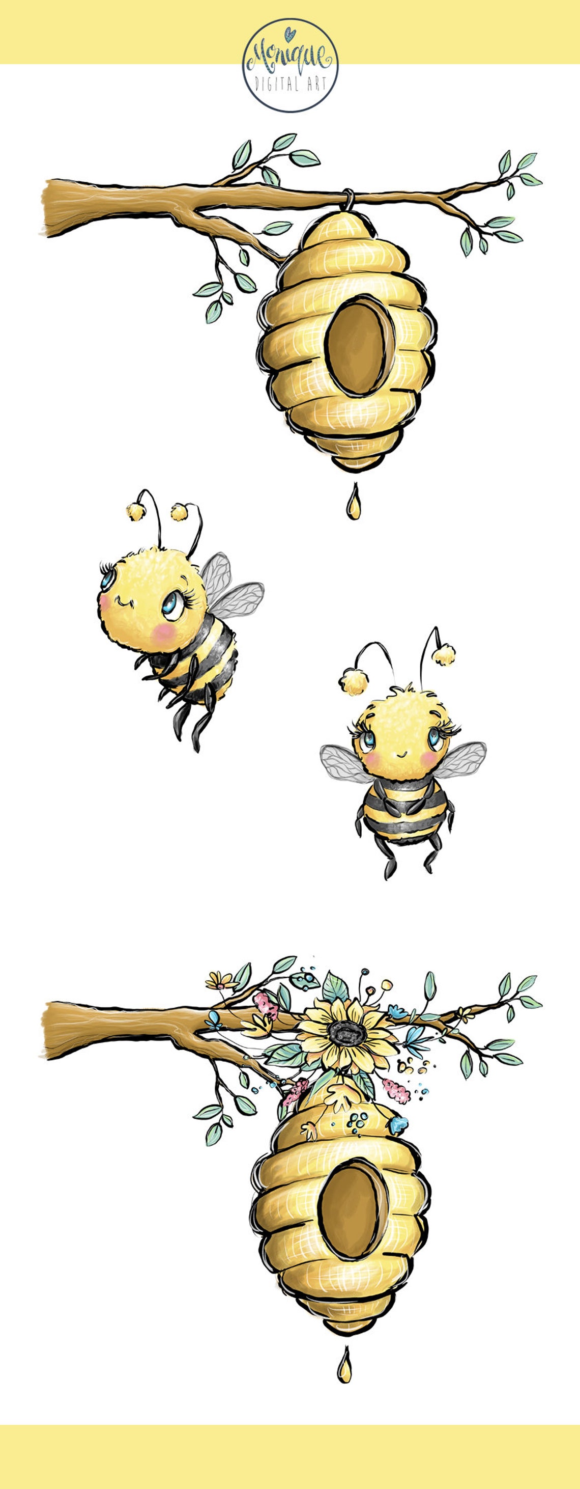 Api clipart acquerello Clipart api carine clipart api miele - Etsy Italia