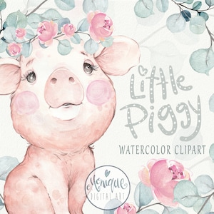 pig clipart watercolor, piglet, clipart, baby pig, watercolor piglet, pig graphics, farm animals, monique digital art, png pig watercolor