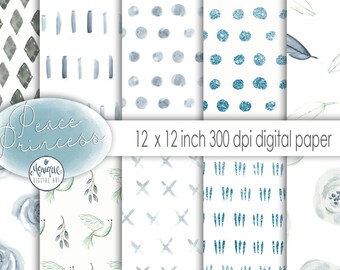 Mint blue digital paper, pattern paper, glitter, planner stickers, kawaii background, Graphics resources,pattern,Planner girl,Planner paper