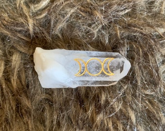 Clear Quartz Triple Moon Crystal