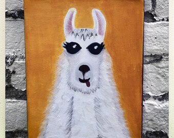 Llama Love, Acrylic Painting